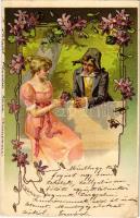 1903 Romantic couple. Art Nouveau, floral, litho. s: E. Döcker jun. (EK)