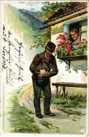 1900 Postman with letters. Serie XVI. Lied der Liebe Kunstverlag Rafael Neuber litho s: E. Döcker jun. (EK)