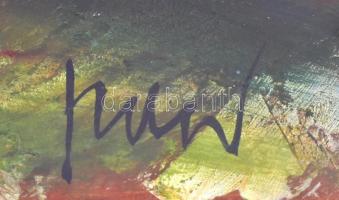 Fodor József (1935-2007): Napraforgók. Olaj, farost, jelzett, üvegezett fa keretben, hátoldalán a mű...