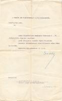 1921 Vass József vallási és közoktatási miniszter aláírása levélen