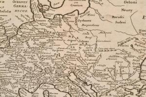 cca 1625 Európa térképe sérült, paszpartuban, hátulján írással 15x24 cm