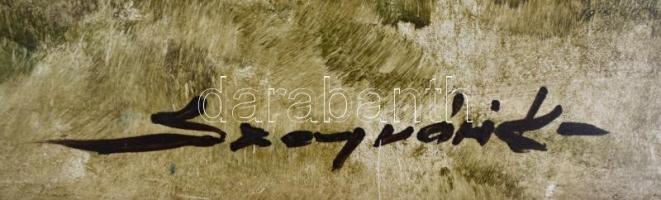 Szegvári Károly (1920-2002): Kirándulók. Olaj, farost, jelzett, fa keretben, 50x60 cm