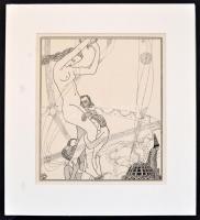 Kozma Lajos (1884-1948): Örvényben. Cinkográfia, papír, jelzett a cinkográfián, paszpartuban, 19,5×1...