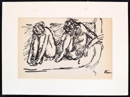 Rippl-Rónai József (1861-1927): Ülő aktok. Cinkográfia, papír, jelzett a cinkográfián, paszpartuban,...