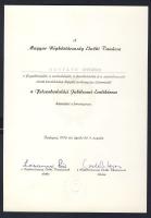 1970 Felszabadulási oklevél Losonczi Pál, az Elnöki Tanács Elnökének saját kezű aláírásával + igazolvány