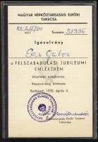 1970 Felszabadulási oklevél Losonczi Pál, az Elnöki Tanács Elnökének saját kezű aláírásával + igazol...