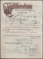 cca 1910 Debrecen, Török Pezsgőgyár díszes fejléces számlája, rajta sok ceruzás jegyzettel