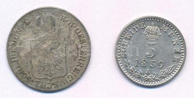 Ausztria 1849A 6kr Ag + 1859A 5kr Ag "Ferenc József" T:2- patina, karc
Austria 1849A 6 Kr...