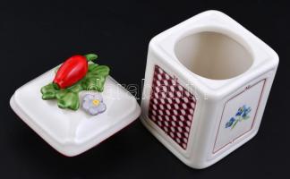 Villeroy & Boch fűszertartó, kézzel festett és matricás, jelzett, apró kopásnyomokkal 12x7 cm
