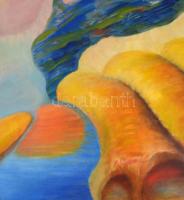 Jelzés nélkül: Felhők között. Olaj, vászon, sérült, keretben, 80×100 cm