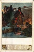 1916 Deutscher Schulverein Karte Nr. 997. / German military art postcard, soldiers around the campfire, Christmas (EK)