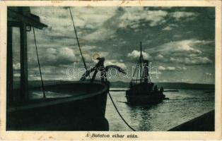1932 Balaton, vihar után, halászhajók, halászat (EK)