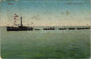 1910 Balaton, halászok hazaérkezése, halászhajó, halászat. L. & P. 3549. (fl)