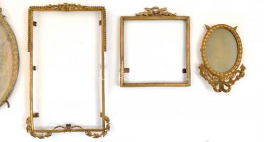 XX. sz. eleje: Réz és fa asztali képkeretek, közötte szecessziós is.  m:12-22 cm