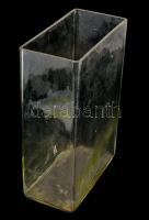 Nagy méretű öntött üveg tároló edény. 22x32x11 cm