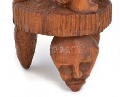 Jelzés nélkül: Elefántos faragott keményfa szobor / füstölő tartó 29 cm
