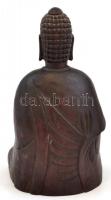 Ülő Buddha. Keményfa faragott fa szobor. 24 cm