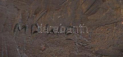 Maweli jelzéssel: Lány akt. Keményfa faragott fa szobor. 26 cm