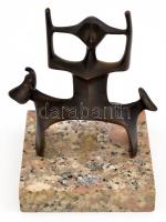 Jelzés nélkül: Kutya-macska-ember Bronz. 12 cm + külön gránit talapzat