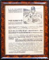 cca 1930 Motor és kerékpárverseny az UTE stadionban bekeretezett plakát 30x37 cm