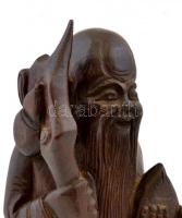 Jelzés nélkül:  Keleti bölcs. Faragott keményfa szobor. 26 cm