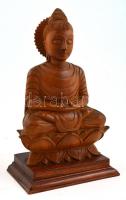 Indonéz istennő. Faragott keményfa szobor fa talapzaton. 21 cm