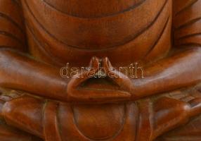 Indonéz istennő. Faragott keményfa szobor fa talapzaton. 21 cm