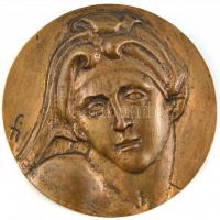 Farkas István D. (1915-2005): Michelangelo, bronz plakett, jelzett d 8,5 cm