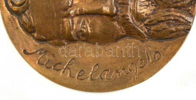 Farkas István D. (1915-2005): Michelangelo, bronz plakett, jelzett d 8,5 cm