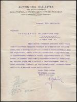 1925 Bp., Automobil kiállítás Budapesten a városligeti Iparcsarnokban - a kiállításra való jelentkezéséről szóló levél