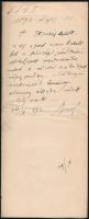 1892 Bp., A Nemzeti Színház igazgatója által a fővárosi vízvezeték igazgatóságnak küldött levél