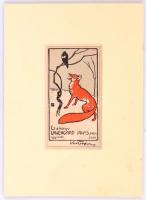 Vesztróczy Manó (1875-1955). Ex Libris Löwengard János doktor ügyvéd. Fametszet, papír, jelzett, pas...