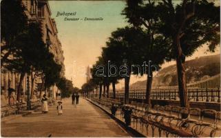 1908 Budapest V. Dunasor, Hungária nagyszálloda, háttérben a Citadella (Rb)