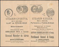 1891 Bp., Stearin gyertya Stessel Nádor és Társa kereskedőnél Budapesten számla 1 Kr okmánybélyeggel