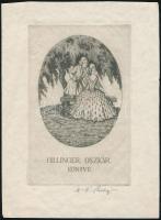 Martin Erich Philipp (1887-1978): Ex libris Hillinger Oszkár. Rézkarc, papír, jelzett, 14,5×9,5 cm