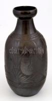 XX. sz. Jelzett fekete mázas madár díszes váza. Sérült m: 32 cm