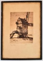 Olvashatatlan jelzéssel, feltehetően német vagy osztrák grafikus munkája, 1920-40 körül: Szélmalom. ...