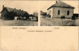 1918 Mikebuda, Miekebuda-Puszta, iskola, Stricker vendéglő (EK)