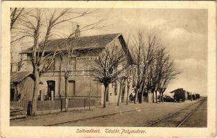 1919 Soltvadkert-Tázlár, vasútállomás. Berki és Bergl kiadása + ZEMUN-BUDAPEST mozgóposta