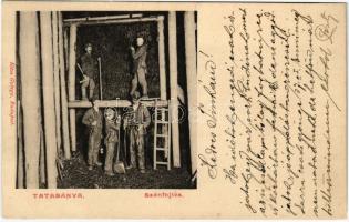 1905 Tatabánya, szénfejtés bányászokkal. Klösz György kiadása