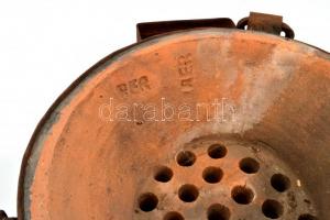 XIX. sz. Hordozható népi főző eszköz, tűzhely. Fém, kerámia. Nagy méretű d: 40 cm, m: 32 cm