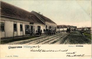 1902 Villány, Fő tér, Flack Mór üzlete és saját kiadása