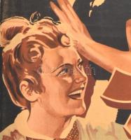 1941 Három csengő című film plakátja (Jávor, Tolnay, Makláry, Mály), hajtott, rajzszeg ütötte sérülé...