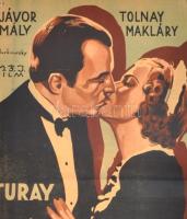 1941 Három csengő című film plakátja (Jávor, Tolnay, Makláry, Mály), hajtott, rajzszeg ütötte sérülé...