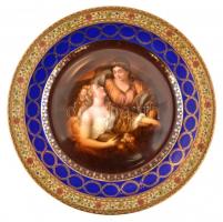 Alt Wien porcelán tányér, jelzett, matricás, apró kopásnyomokkal, d: 25 cm