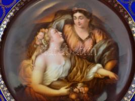 Alt Wien porcelán tányér, jelzett, matricás, apró kopásnyomokkal, d: 25 cm