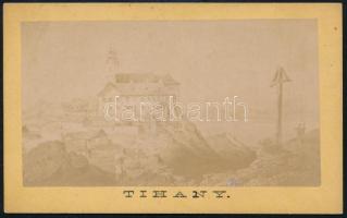 1879 Tihany, templom déli oldalról, fénynyomat, 6,5×10,5 cm