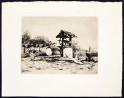 Boldizsár István (1897-1984): Kút. Rézkarc, papír, hátoldalán hagyatéki pecséttel. 14,5x19 cm