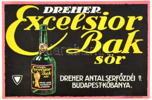 Dreher Excelsior Bak sör, Dreher Antal Sörfőzdéi Rt. Budapest-Kőbánya plakát, Grafikai Intézet Rt. Budapest, javított, 32×48 cm