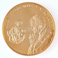 Bognár György (1944-) 1991. II, János Pál pápa látogatása - Debrecen aranyozott Br emlékérem tokban (42,5mm) T:1 (eredetileg PP)